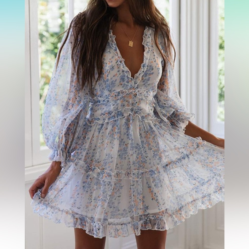Never worn - Floral pattern cut out dress